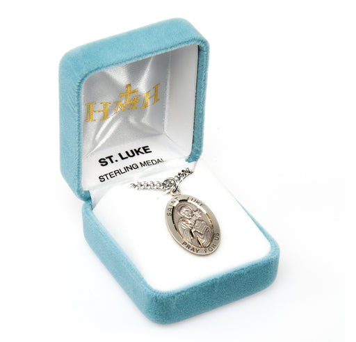 Patron Saint Luke Oval Sterling Silver Medal Keep God in Life