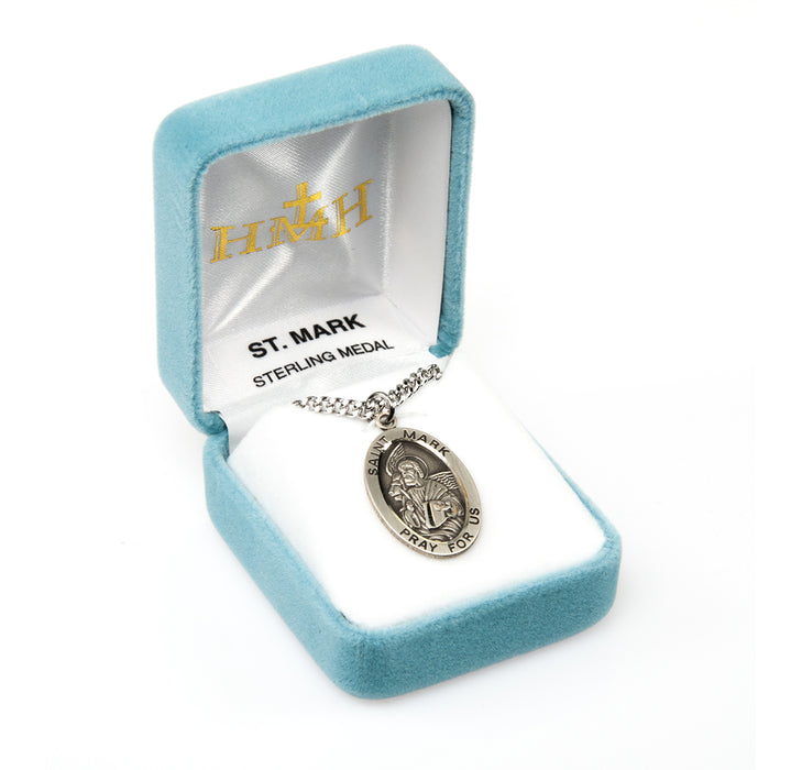 Patron Saint Mark Oval Sterling Silver Medal Keep God in Life