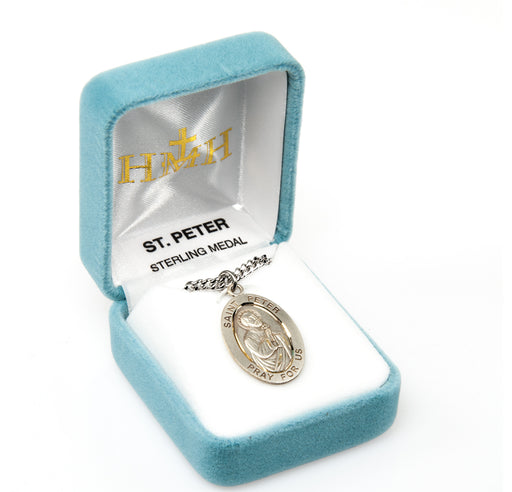 Patron Saint Peter Oval Sterling Silver Medal Keep God in Life