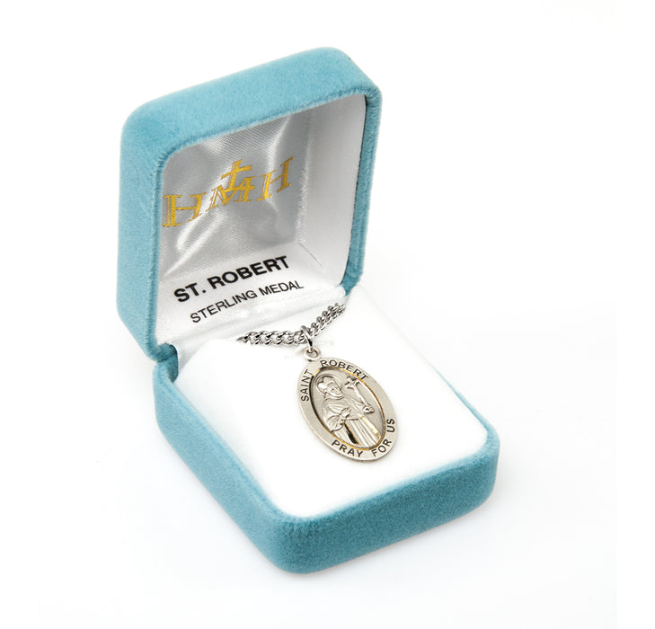 Patron Saint Robert Oval Sterling Silver Medal Keep God in Life