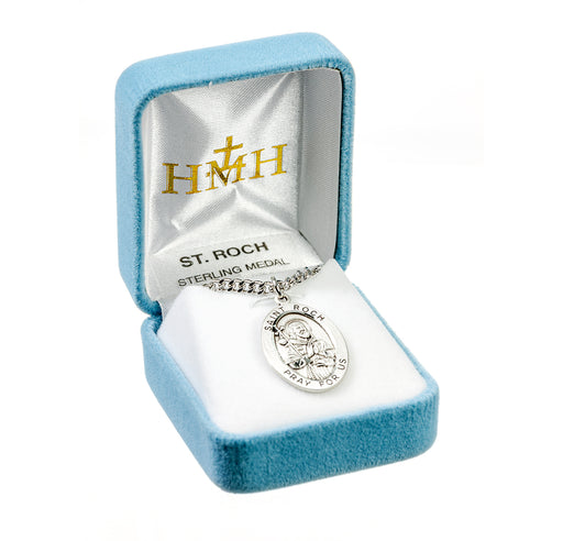 Patron Saint Roch Oval Sterling Silver Medal Keep God in Life