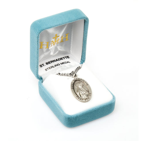 Patron Saint Bernadette Oval Sterling Silver Medal Keep God in Life