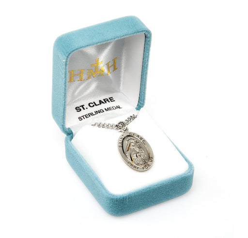 Patron Saint Clare Oval Sterling Silver Medal Keep God in Life