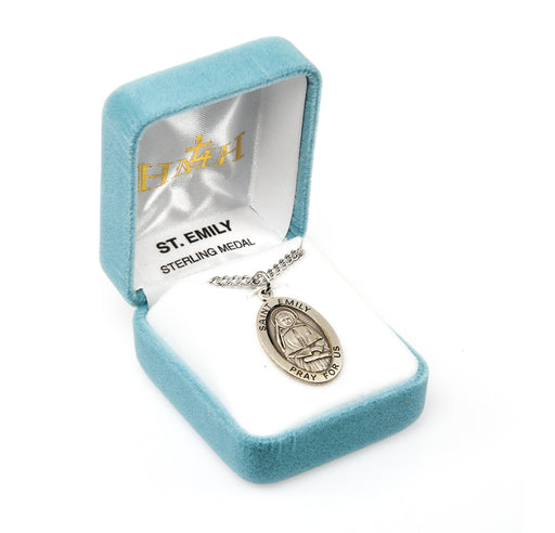 Patron Saint Emily Oval Sterling Silver Medal Keep God in Life