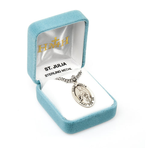 Patron Saint Julia Oval Sterling Silver Medal Keep God in Life