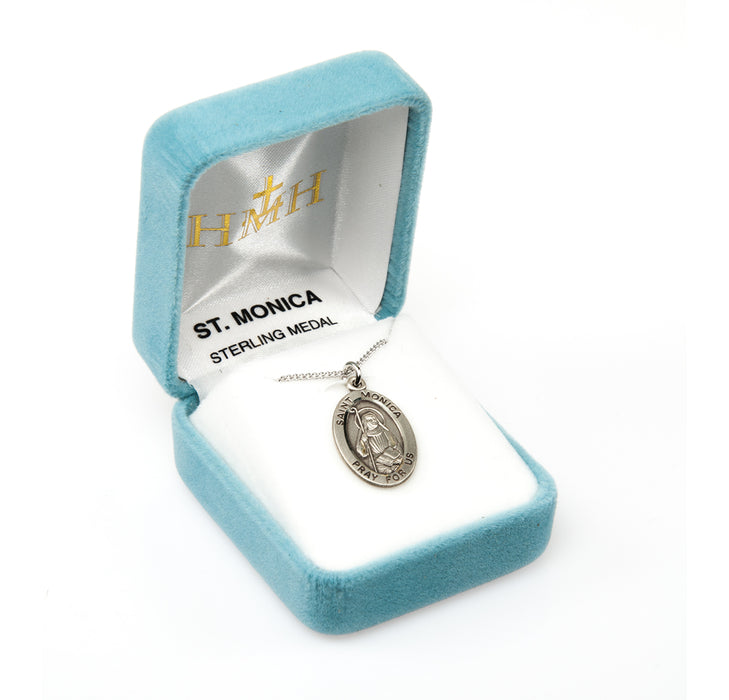 Patron Saint Monica Oval Sterling Silver Medal Keep God in Life