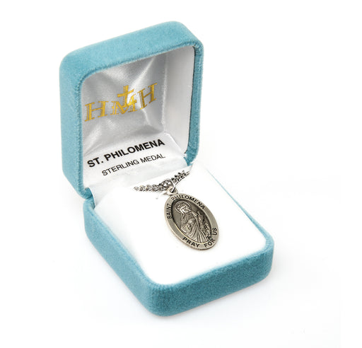 Patron Saint Philomena Oval Sterling Silver Medal Keep God in Life