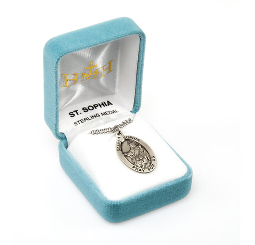 Patron Saint Sophia Oval Sterling Silver Medal Keep God in Life