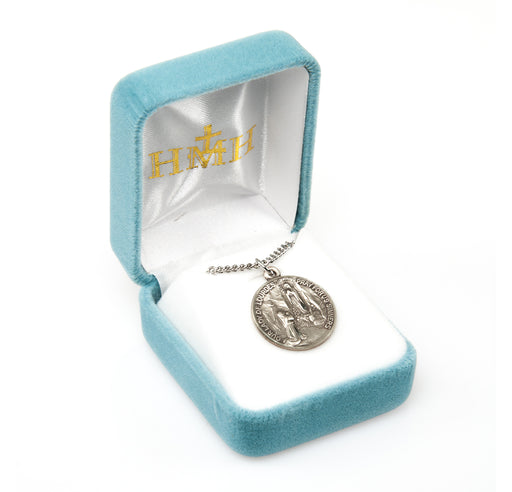 Our Lady of Lourdes Round Sterling Silver Medal Keep God in Life
