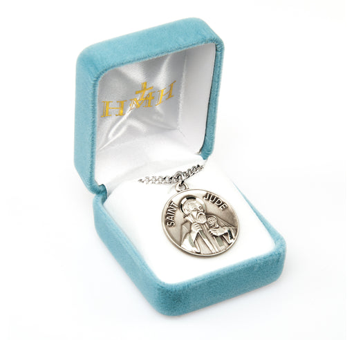 Saint Jude Round Sterling Silver Medal Keep God in Life