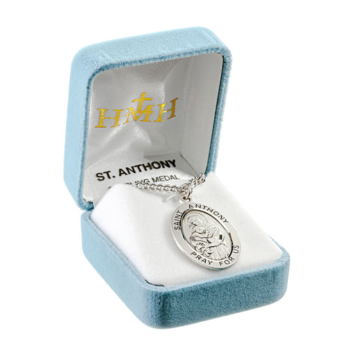 Patron Saint Anthony Oval Sterling Silver Medal Keep God in Life