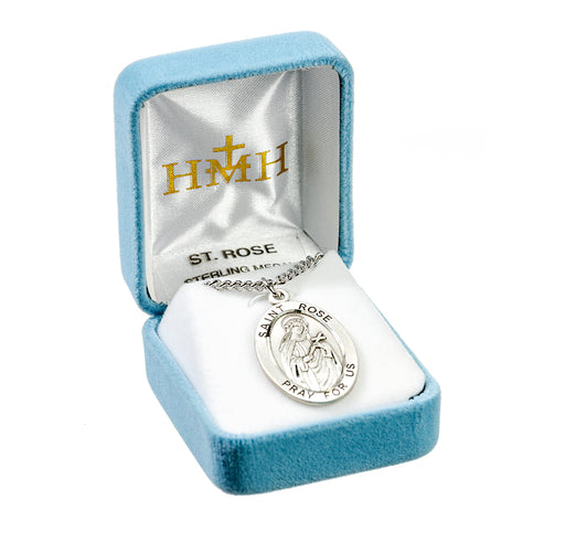 Patron Saint Rose Oval Sterling Silver Medal Keep God in Life