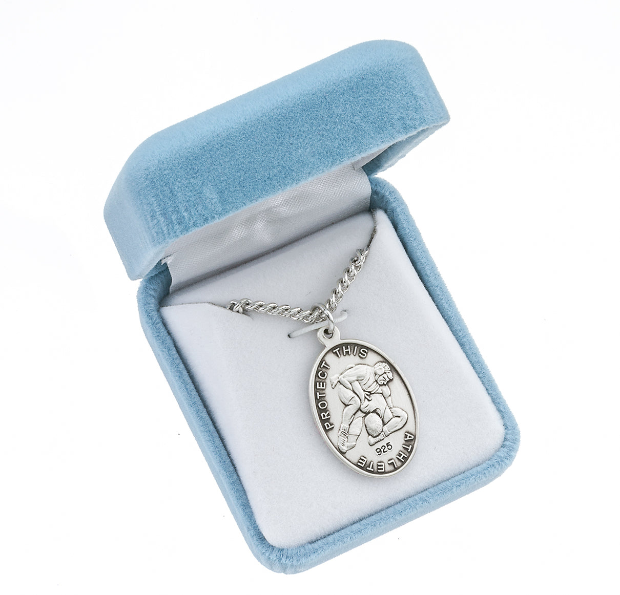Saint Sebastian Oval Sterling Silver Wrestling Male Athlete Medal ...