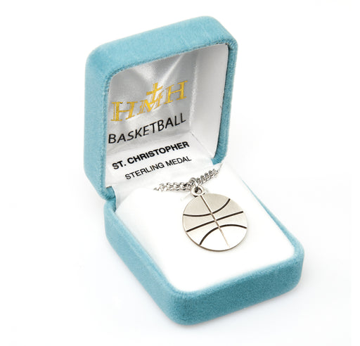 Saint Christopher Sterling Silver Basketball Athlete Medal Keep God in Life