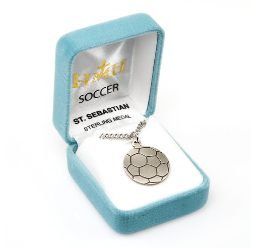 Saint Sebastian Sterling Silver Soccer Athlete Medal Keep God in Life