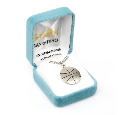 Saint Sebastian Sterling Silver Basketball Athlete Medal Keep God in Life
