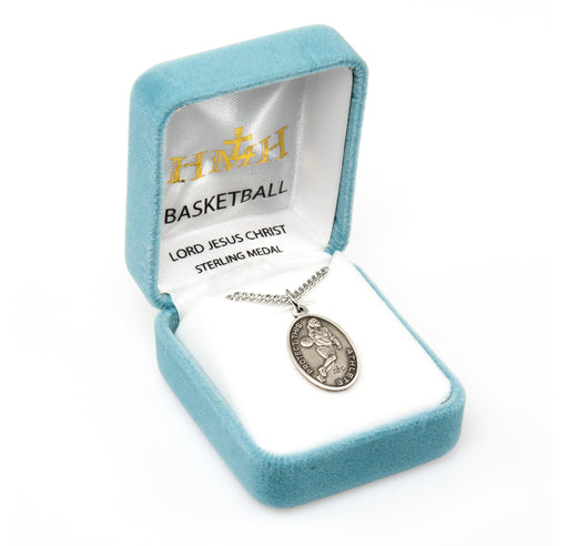 Lord Jesus Christ Oval Sterling Silver Female Basketball Athlete Medal Keep God in Life