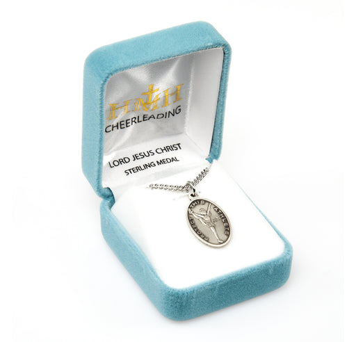 Lord Jesus Christ Oval Sterling Silver Female Cheer Athlete Medal Keep God in Life