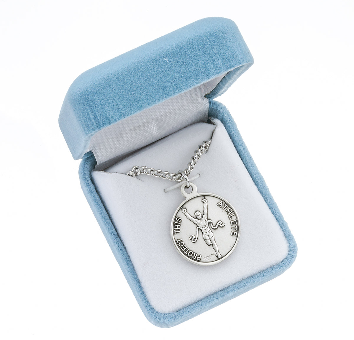 Saint Christopher Round Sterling Silver Track Male Athlete Medal — Keep ...