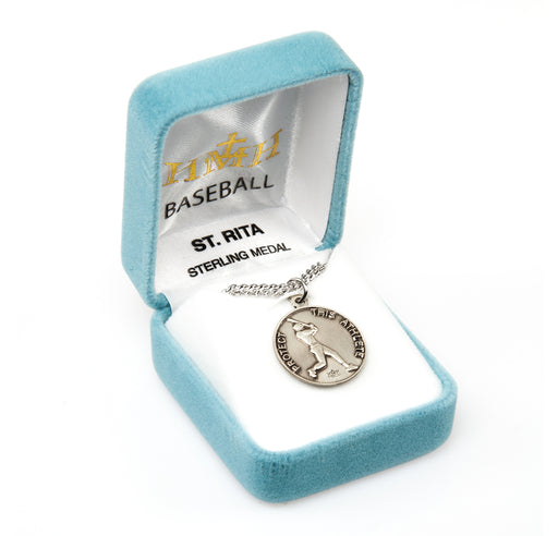Saint Rita Sterling Silver Baseball Medal Keep God in Life