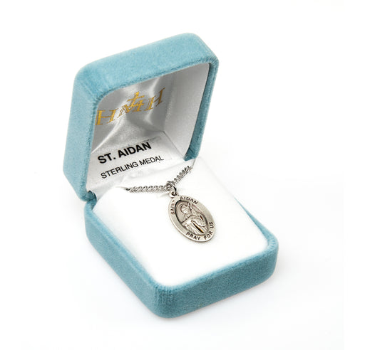 Patron Saint Aidan Oval Sterling Silver Medal Keep God in Life