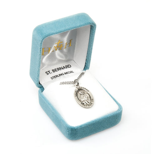 Patron Saint Bernard Oval Sterling Silver Medal Keep God in Life