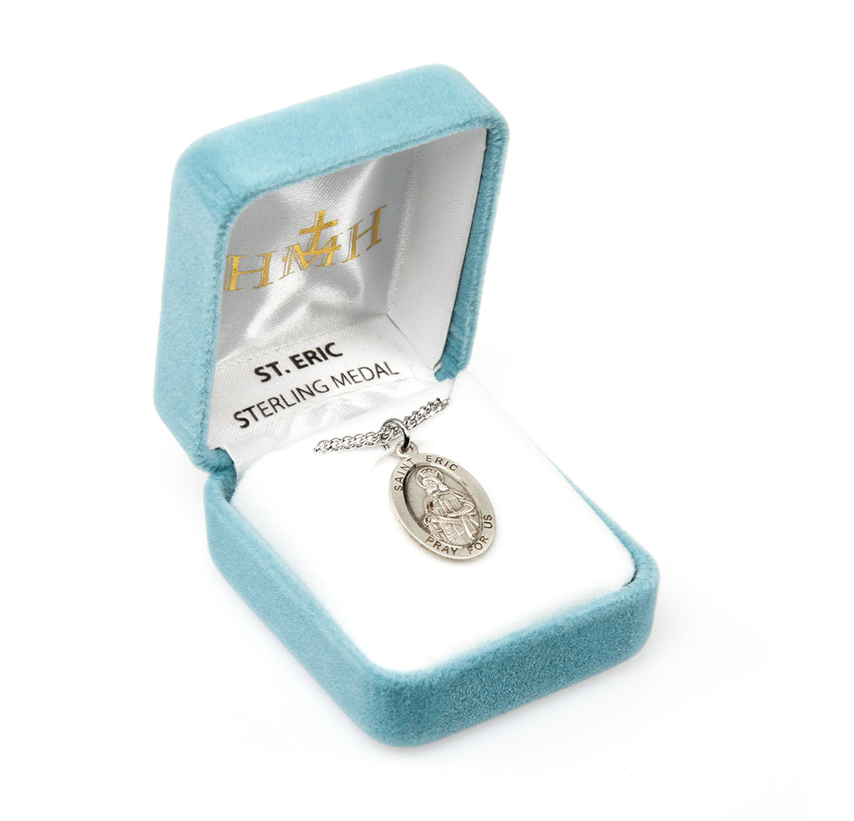 Patron Saint Eric Oval Sterling Silver Medal — Keep God in Life