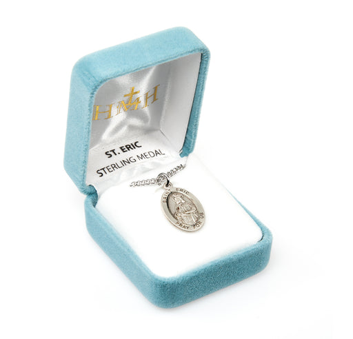 Patron Saint Eric Oval Sterling Silver Medal Keep God in Life