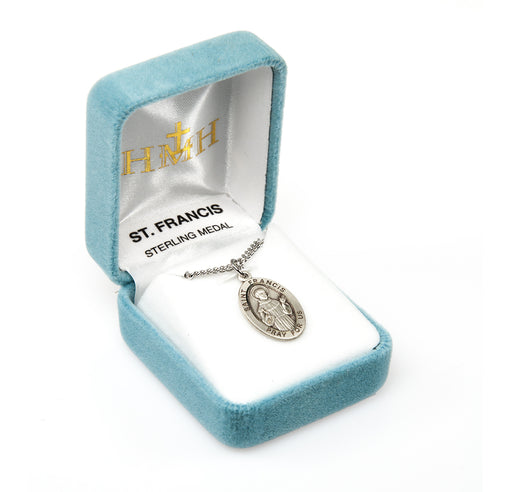 Patron Saint Francis Assisi Oval Sterling Silver Medal Keep God in Life