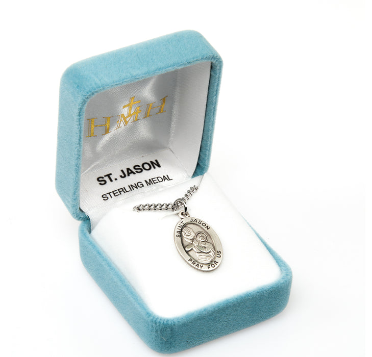 Patron Saint Jason Oval Sterling Silver Medal Keep God in Life