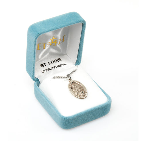 Patron Saint Louis Oval Sterling Silver Medal Keep God in Life