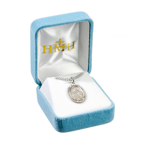 Patron Saint Maximilian Kolbe Oval Sterling Silver Medal Keep God in Life