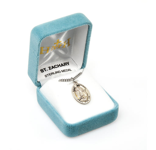 Patron Saint Zachary Oval Sterling Silver Medal Keep God in Life