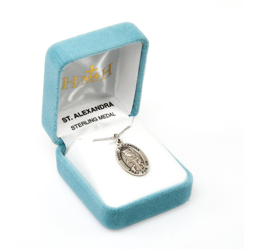 Patron Saint Alexandra Oval Sterling Silver Medal Keep God in Life