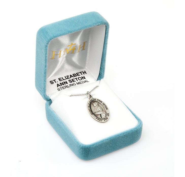 Patron Saint Elizabeth Ann Seton Oval Sterling Silver Medal Keep God in Life