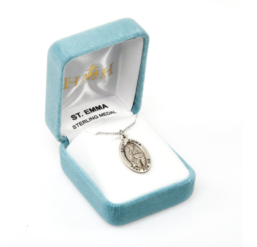 Patron Saint Emma Oval Sterling Silver Medal Keep God in Life