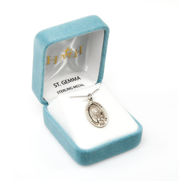 Patron Saint Gemma Oval Sterling Silver Medal Keep God in Life