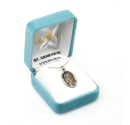 Patron Saint Genevieve Oval Sterling Silver Medal Keep God in Life