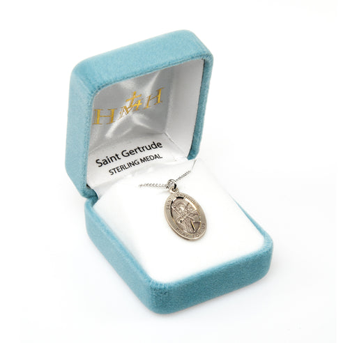 Patron Saint Gertrude Oval Sterling Silver Medal Keep God in Life