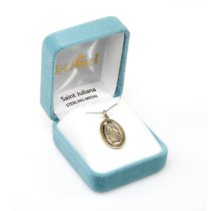 Saint Juliana Oval Sterling Silver Medal Keep God in Life