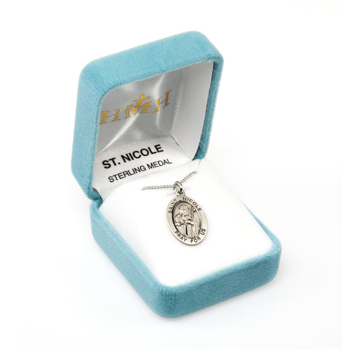 Patron Saint Nicole Oval Sterling Silver Medal Keep God in Life
