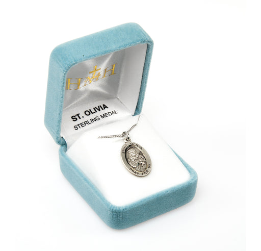 Patron Saint Olivia Oval Sterling Silver Medal Keep God in Life