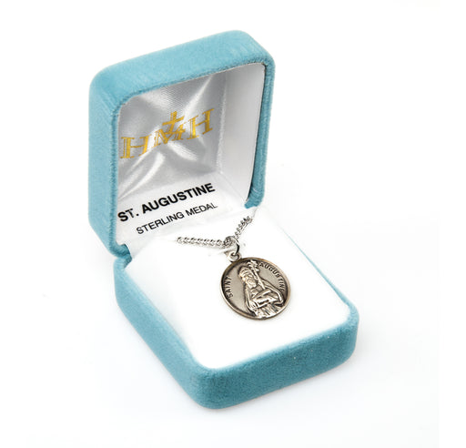 Patron Saint Augustine Round Sterling Silver Medal Keep God in Life