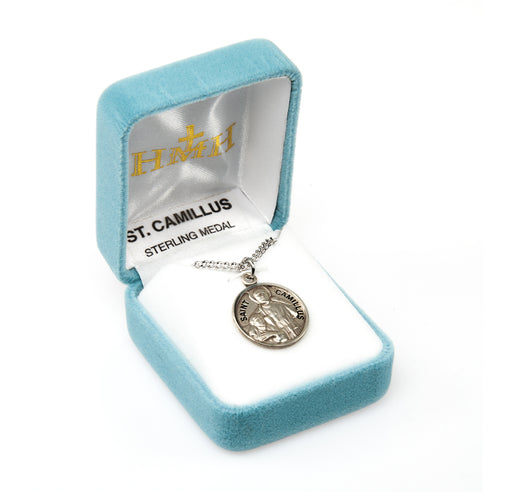 Patron Saint Camillus Round Sterling Silver Medal Keep God in Life