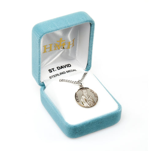 Patron Saint David Round Sterling Silver Medal Keep God in Life
