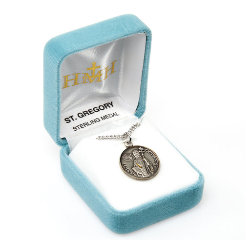 Patron Saint Gregory Round Sterling Silver Medal Keep God in Life