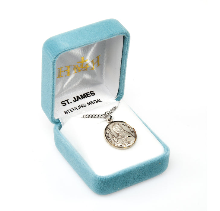 Patron Saint James Round Sterling Silver Medal Keep God in Life