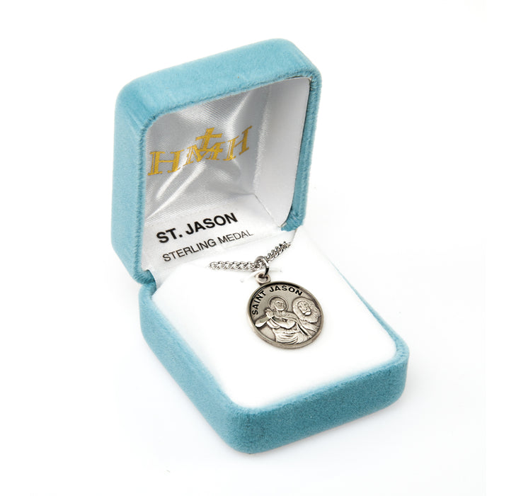 Patron Saint Jason Round Sterling Silver Medal Keep God in Life