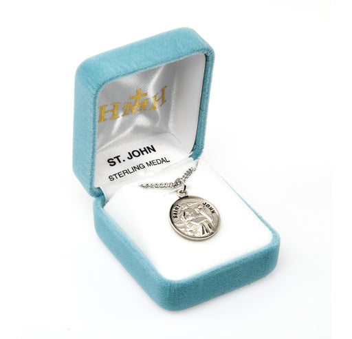 Patron Saint John the Evangelist Round Sterling Silver Medal Keep God in Life
