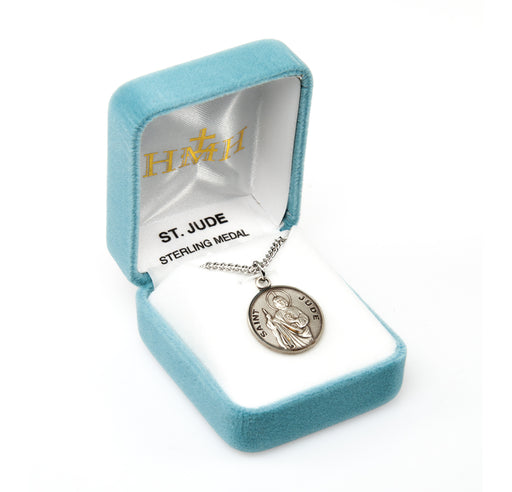 Patron Saint Jude Round Sterling Silver Medal Keep God in Life